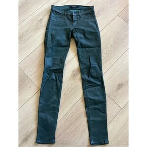 J Brand Coated Skinny Jeans Size‎ 24 Dark Green Denim Pants